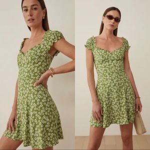Reformation Green Floral Print Pacey Minidress Size 6